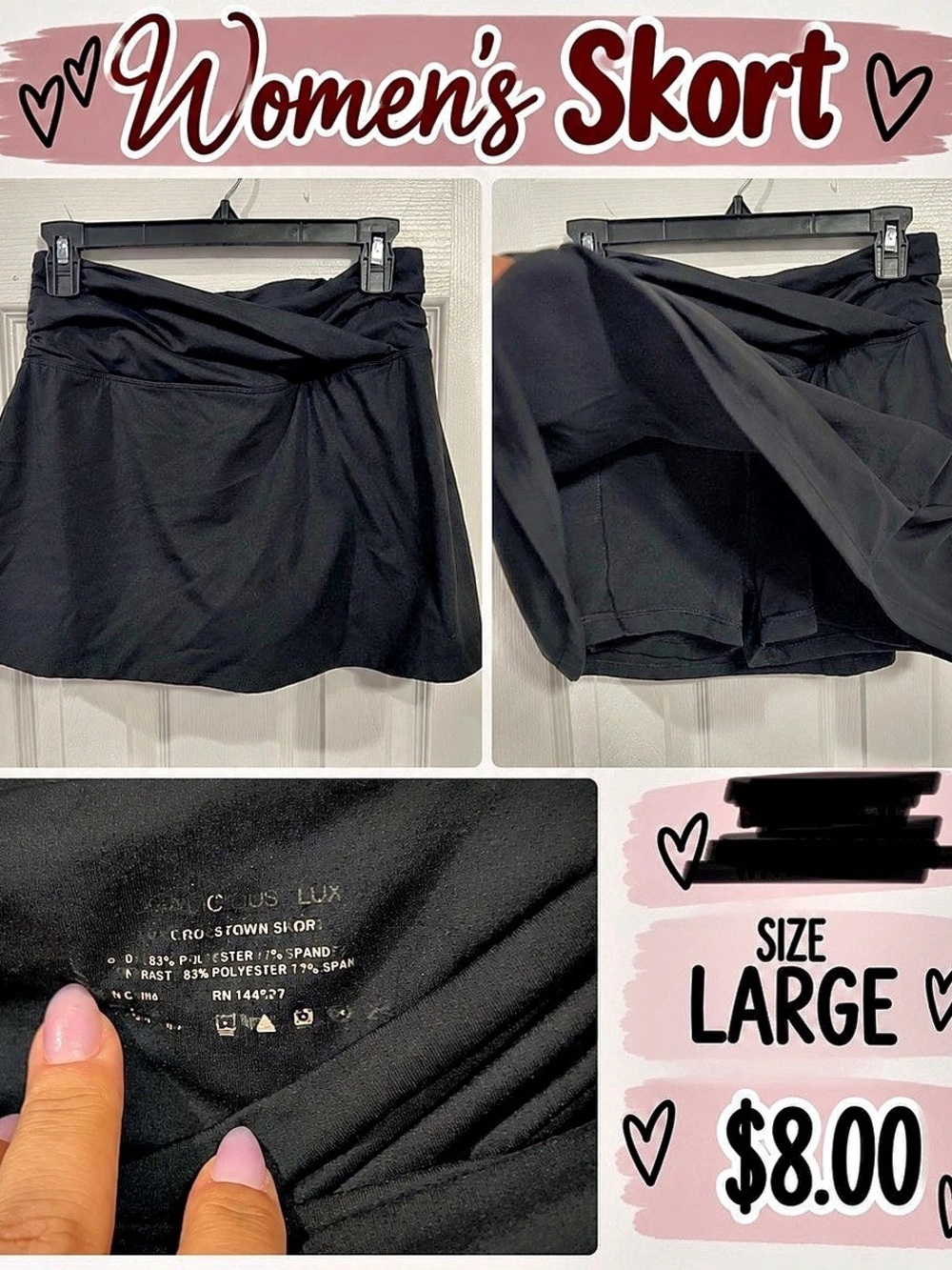 Yogalicious Lux Crosstown Skort Black Large